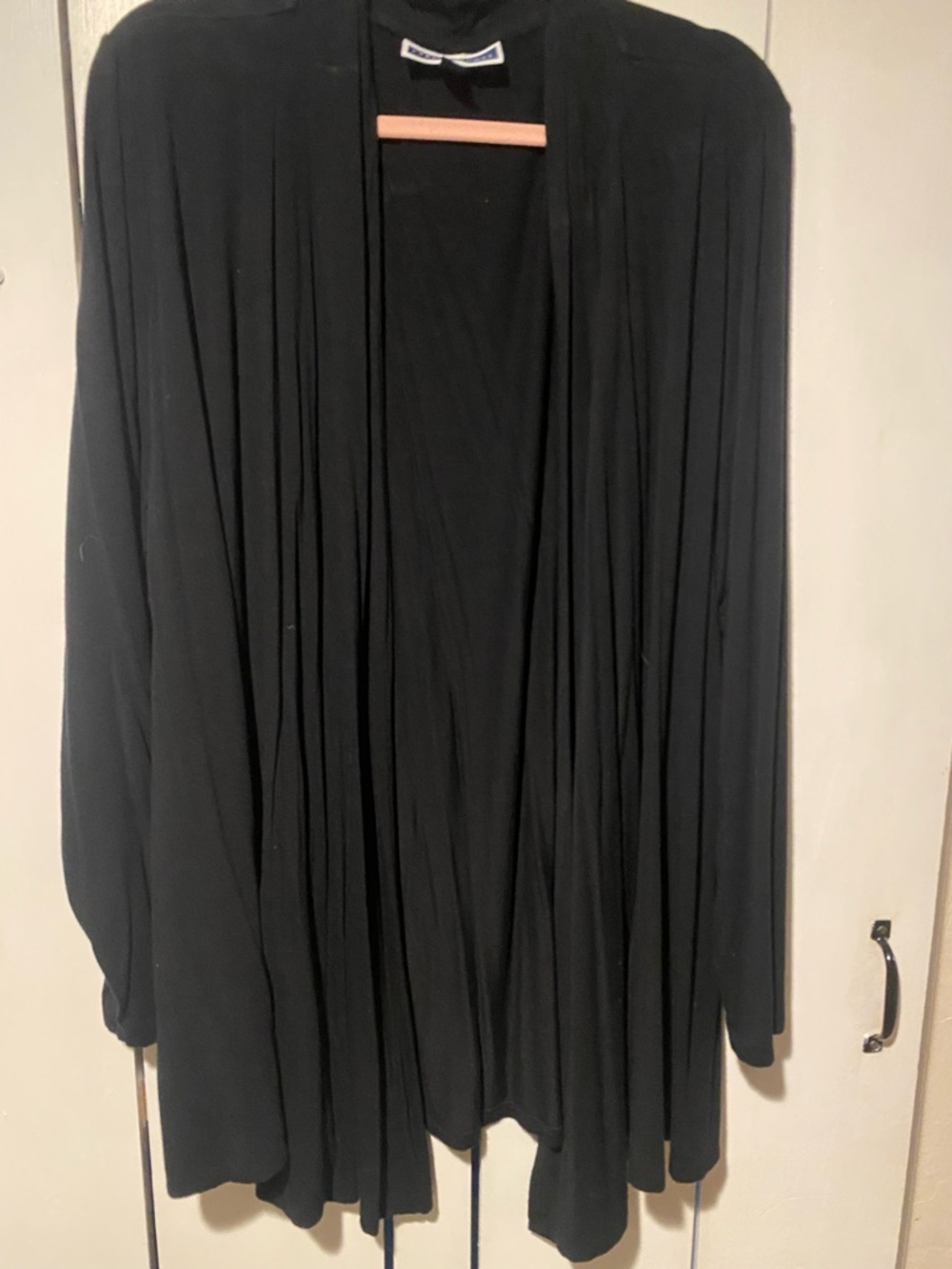 Karen Scott Black Draped Open Front Cardigan